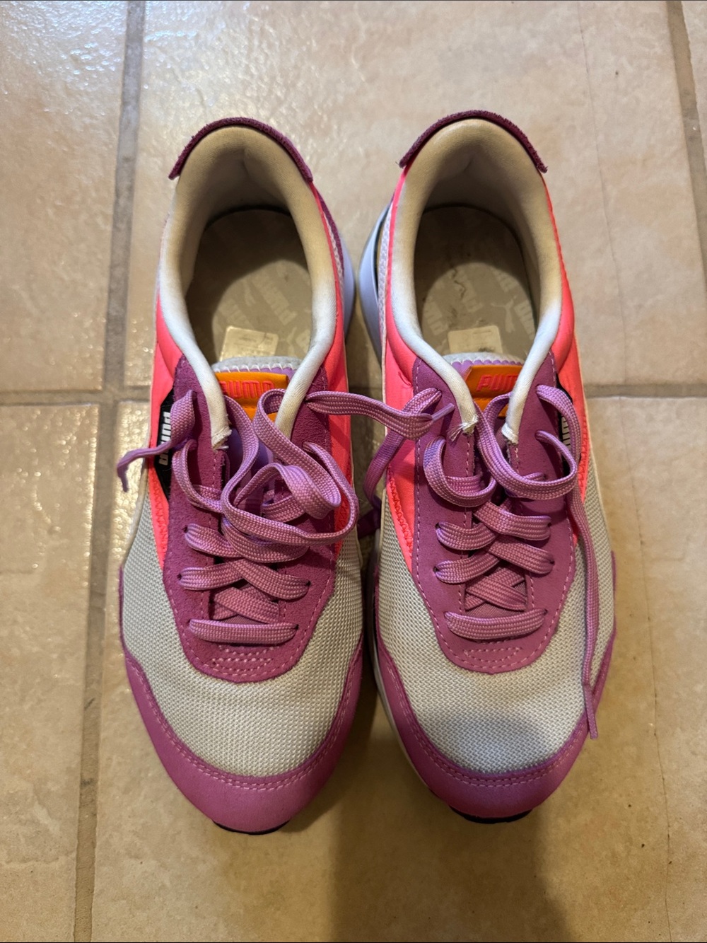 Puma Women's Pink and Coral Lace-Up Sneakers